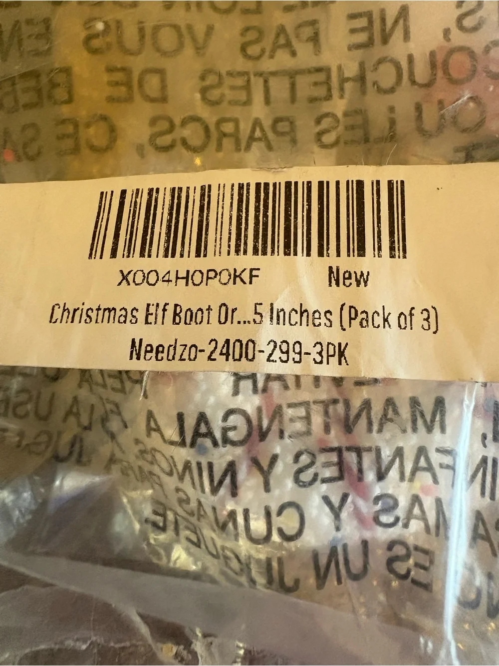 Festive NWT Hanging Christmas Elf Boots 5” set of 3 .